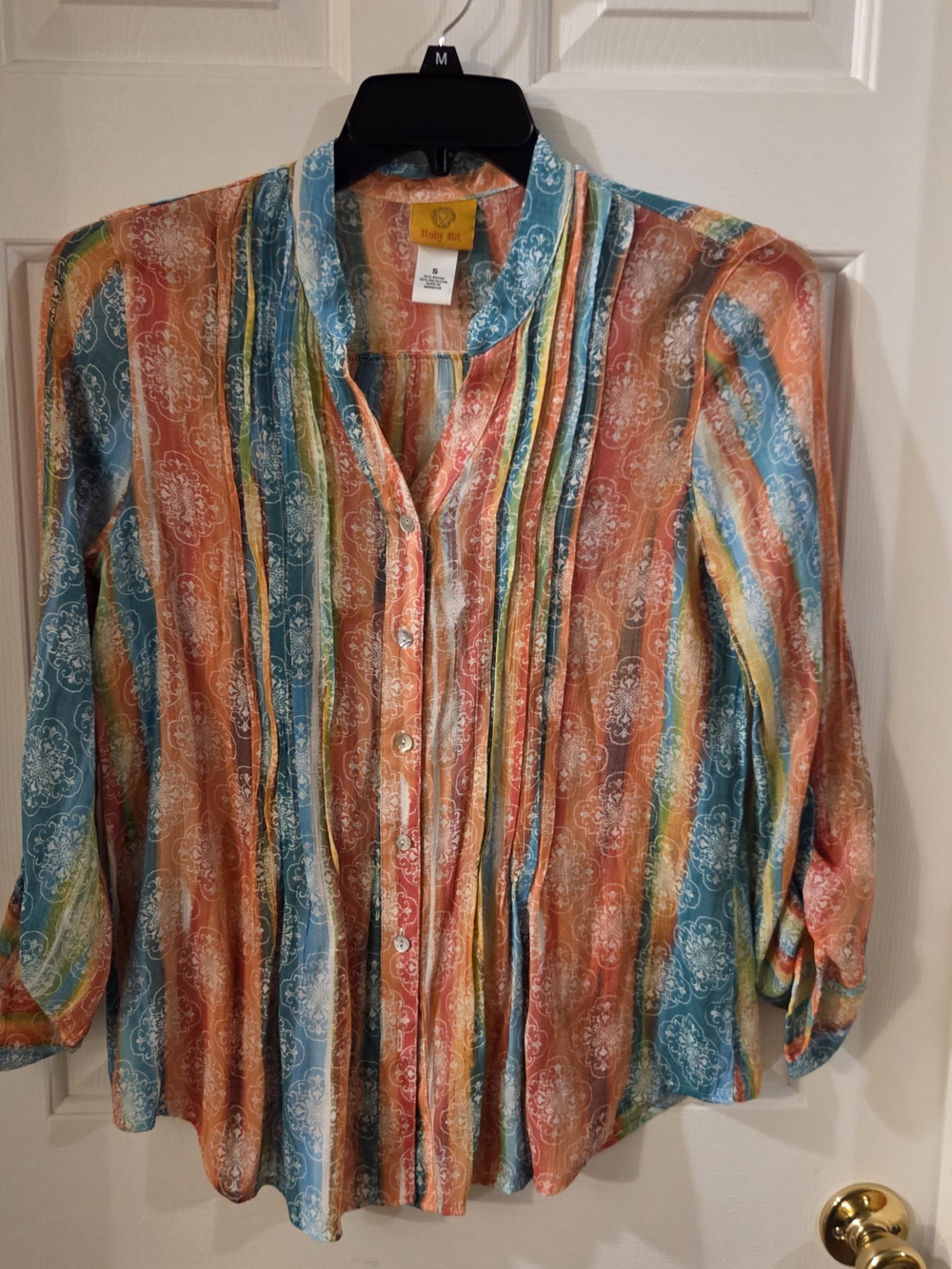 Ruby Rd. Multicolor Striped Pintuck Blouse